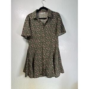 Hint of Blush Button Up Shirt Dress XL Cottagecore Prairie Farmcore Floral Boho
